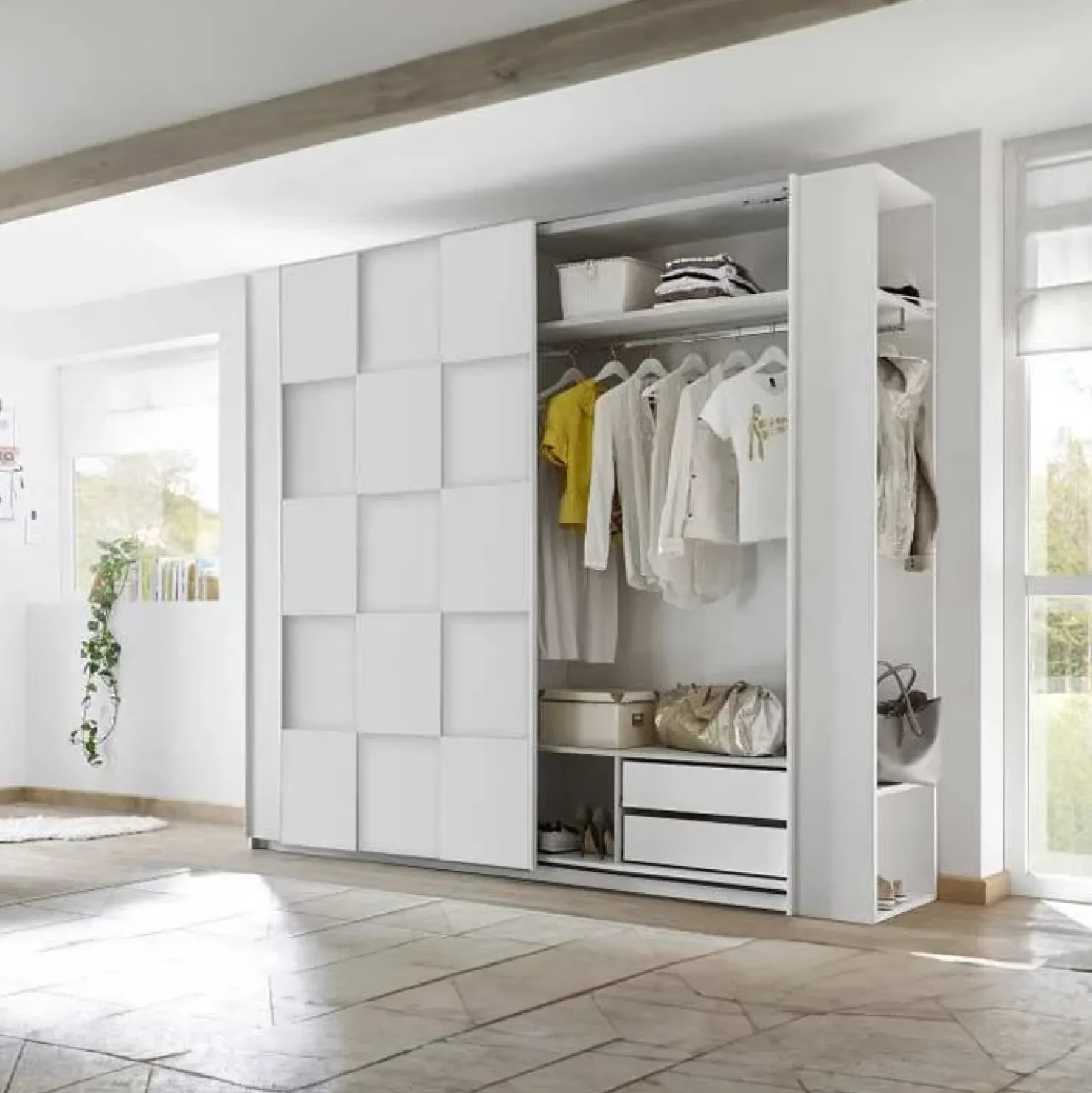 Garnero Arredamenti Armadio 243x230h cm 2 ante scorrevoli bianco opaco Obsession Enjoy Sale