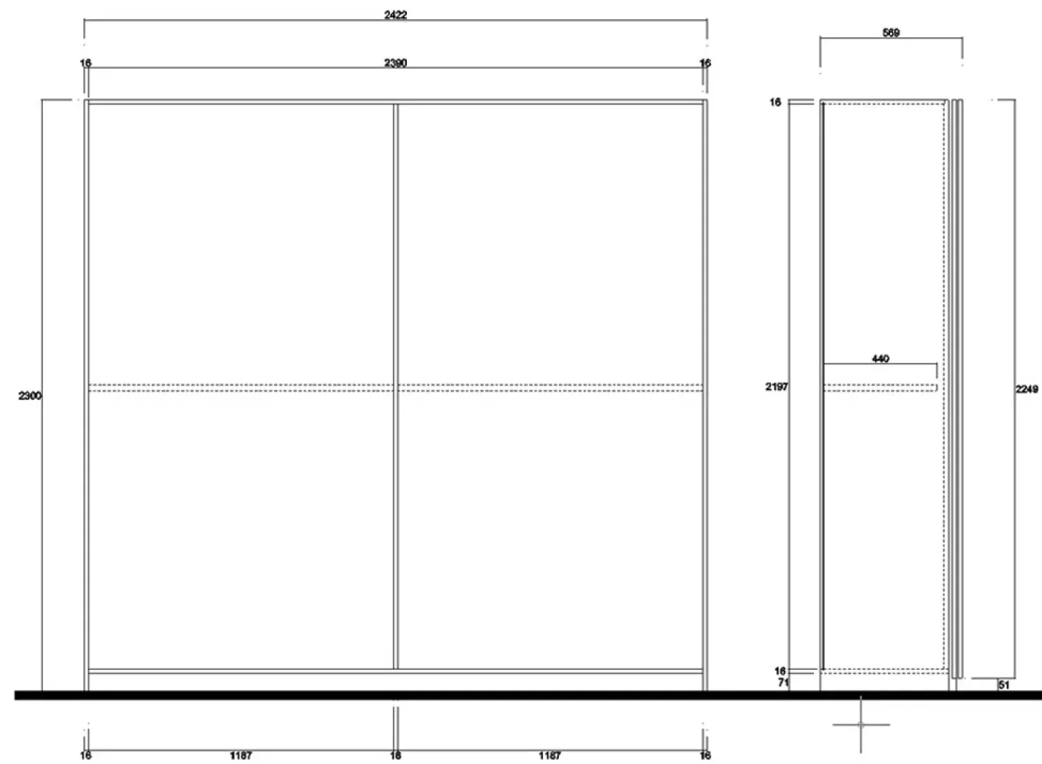 Garnero Arredamenti Armadio 243x230h cm 2 ante scorrevoli bianco opaco Obsession Enjoy Sale