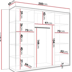 Garnero Arredamenti Armadio 250x210h cm 3 ante scorrevoli con specchio bianco Lilly Outlet