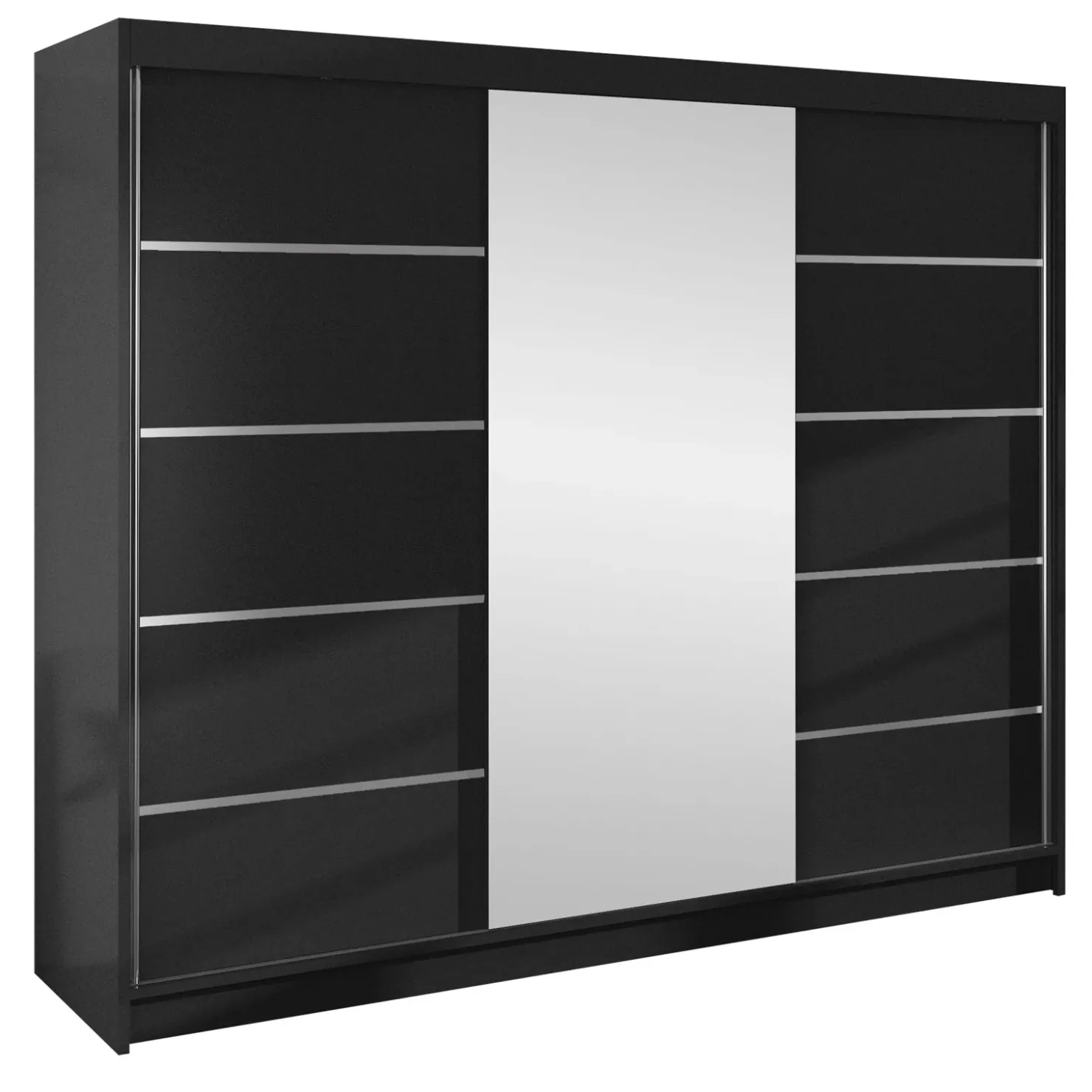 Garnero Arredamenti Armadio 200x215h cm 2 ante scorrevoli con specchio Silven Nero Opaco Clearance