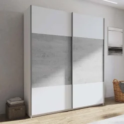 Garnero Arredamenti Armadio 180x219h cm 2 ante scorrevoli bianco frassinato cemento Mosca Cemento - Bianco Frassinato Hot
