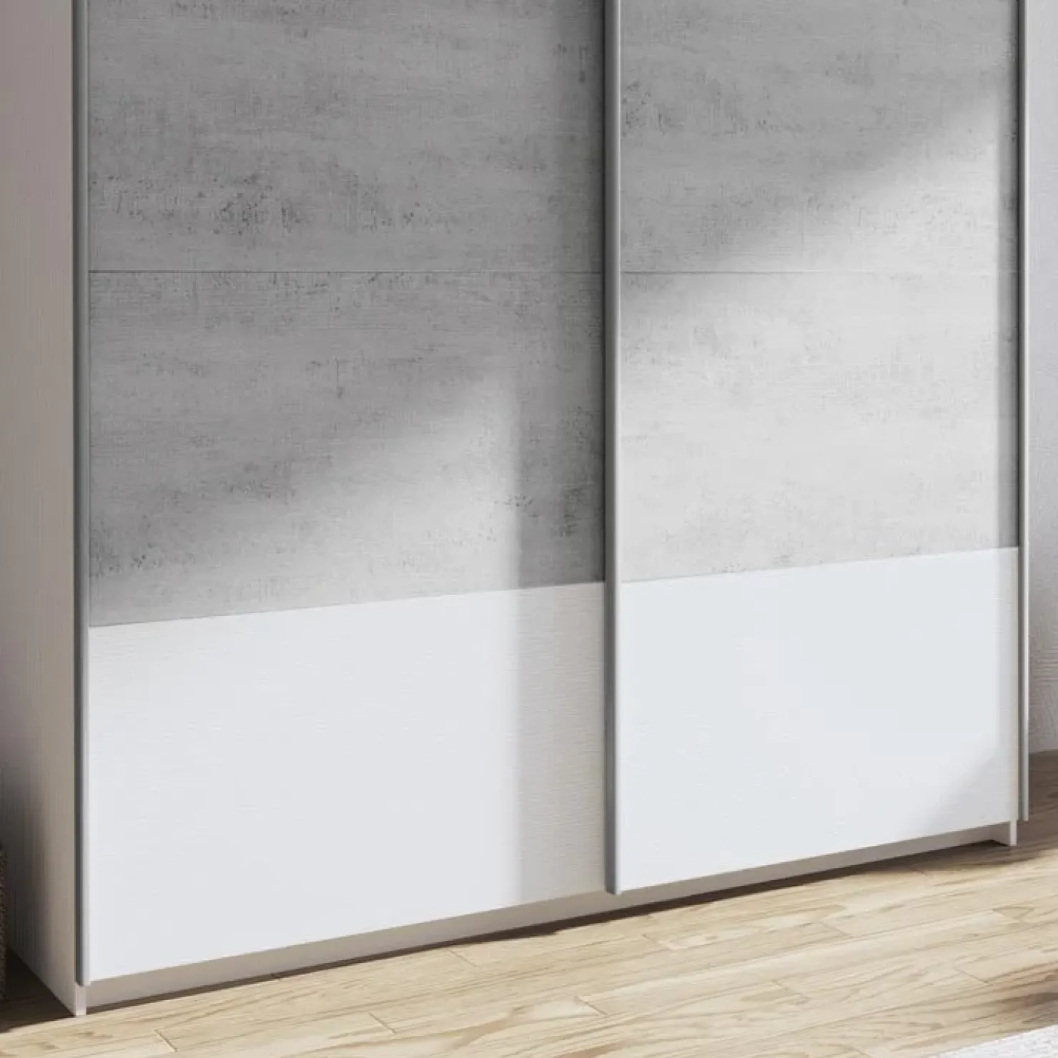 Garnero Arredamenti Armadio 180x219h cm 2 ante scorrevoli bianco frassinato cemento Mosca Cemento - Bianco Frassinato Hot