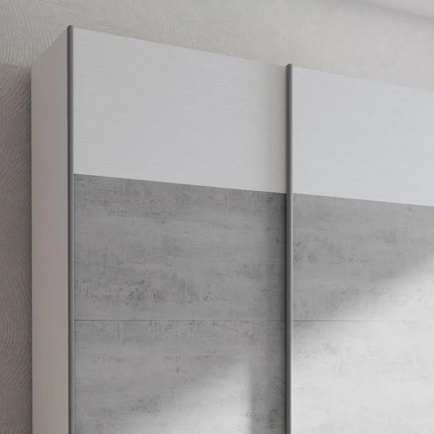 Garnero Arredamenti Armadio 180x219h cm 2 ante scorrevoli bianco frassinato cemento Mosca Cemento - Bianco Frassinato Hot