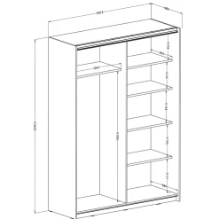 Garnero Arredamenti Armadio 150x210h cm 2 ante scorrevoli con specchio Pascal Gihome® Nero Opaco Hot