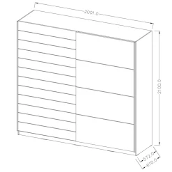 Garnero Arredamenti Armadio 200x210h cm 2 ante scorrevoli bianco rovere Nexus Gihome® Discount