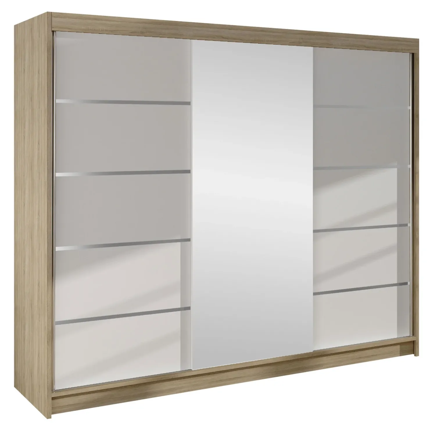 Garnero Arredamenti Armadio 200x215h cm 2 ante scorrevoli con specchio rovere sonoma bianco opaco Silven Rovere sonoma - Bianco opaco Clearance