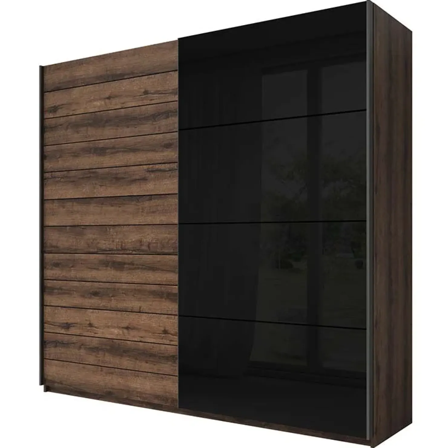 Garnero Arredamenti Armadio 270x210h cm 2 ante scorrevoli rovere nero lucido Cortina Gihome® Nero Lucido - Wengè Hot