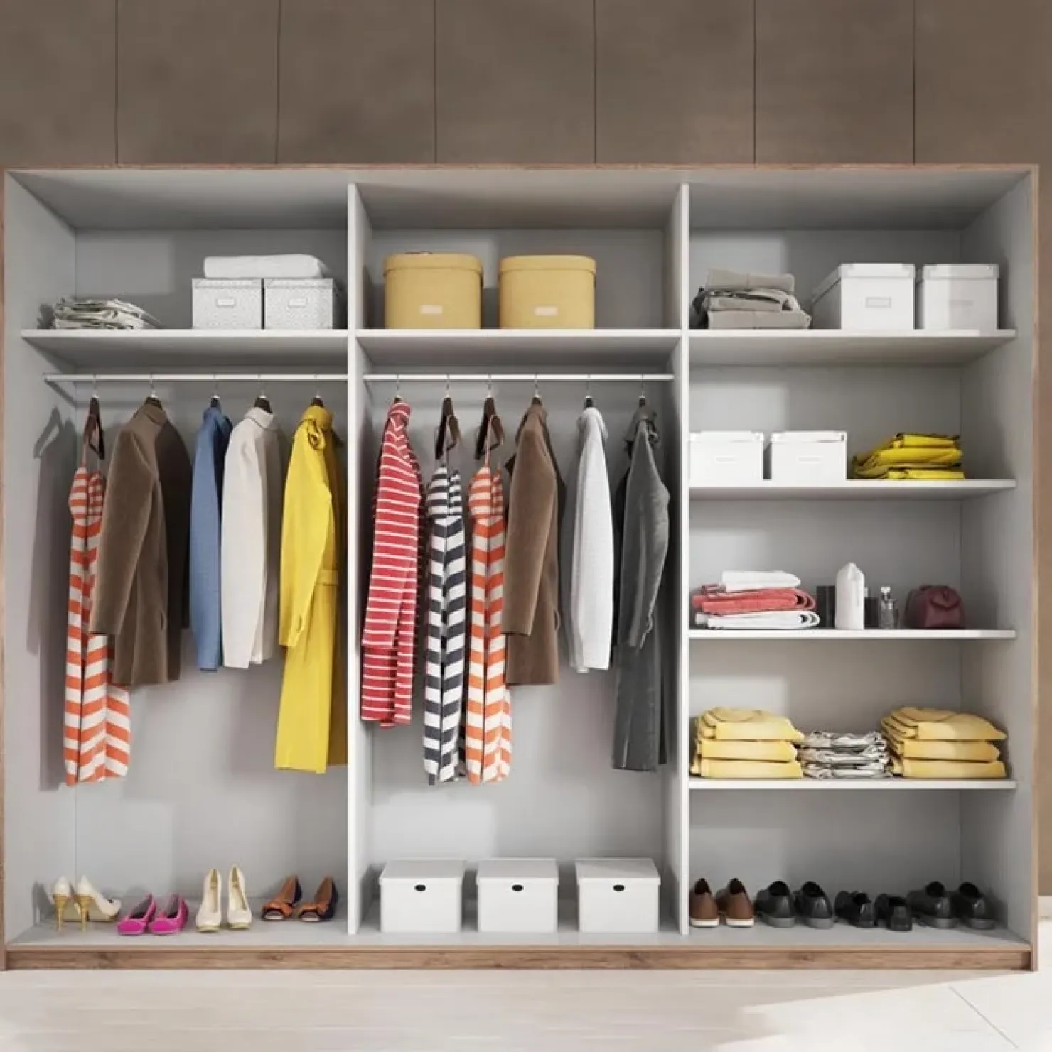 Garnero Arredamenti Armadio 270x210h cm 2 ante scorrevoli rovere nero lucido Cortina Gihome® Nero Lucido - Wengè Hot