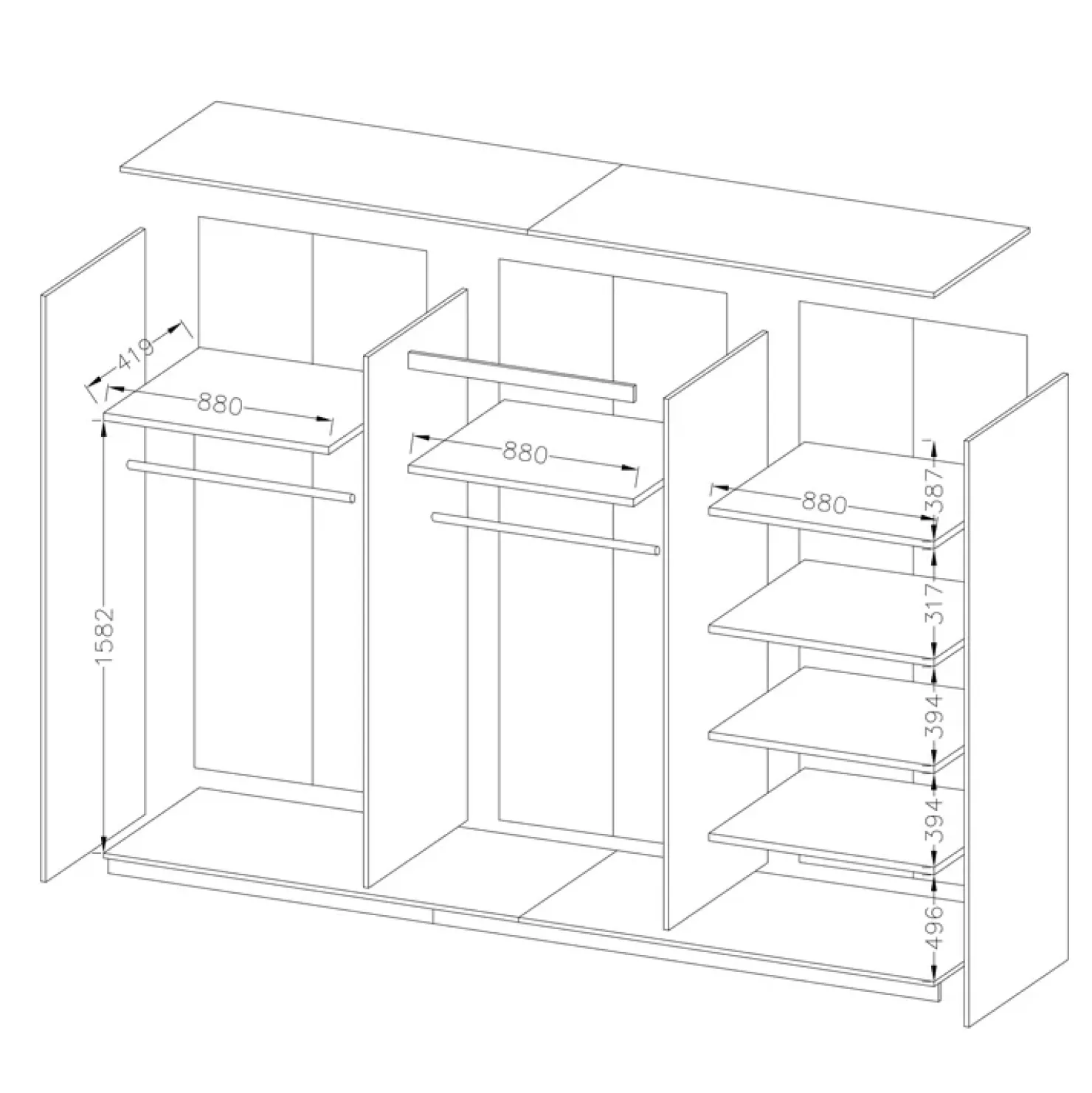 Garnero Arredamenti Armadio 270x210h cm 2 ante scorrevoli rovere nero lucido Cortina Gihome® Nero Lucido - Wengè Hot