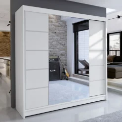 Garnero Arredamenti Armadio 180x215h cm 2 ante scorrevoli con specchio centrale bianco opaco Karl Online