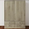 Garnero Arredamenti Armadio 150x201h cm 2 ante scorrevoli 4 cassetti rovere sonoma Danubio Sale