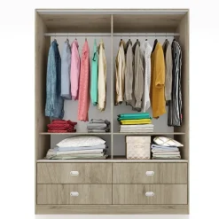 Garnero Arredamenti Armadio 150x201h cm 2 ante scorrevoli 4 cassetti rovere sonoma Danubio Sale