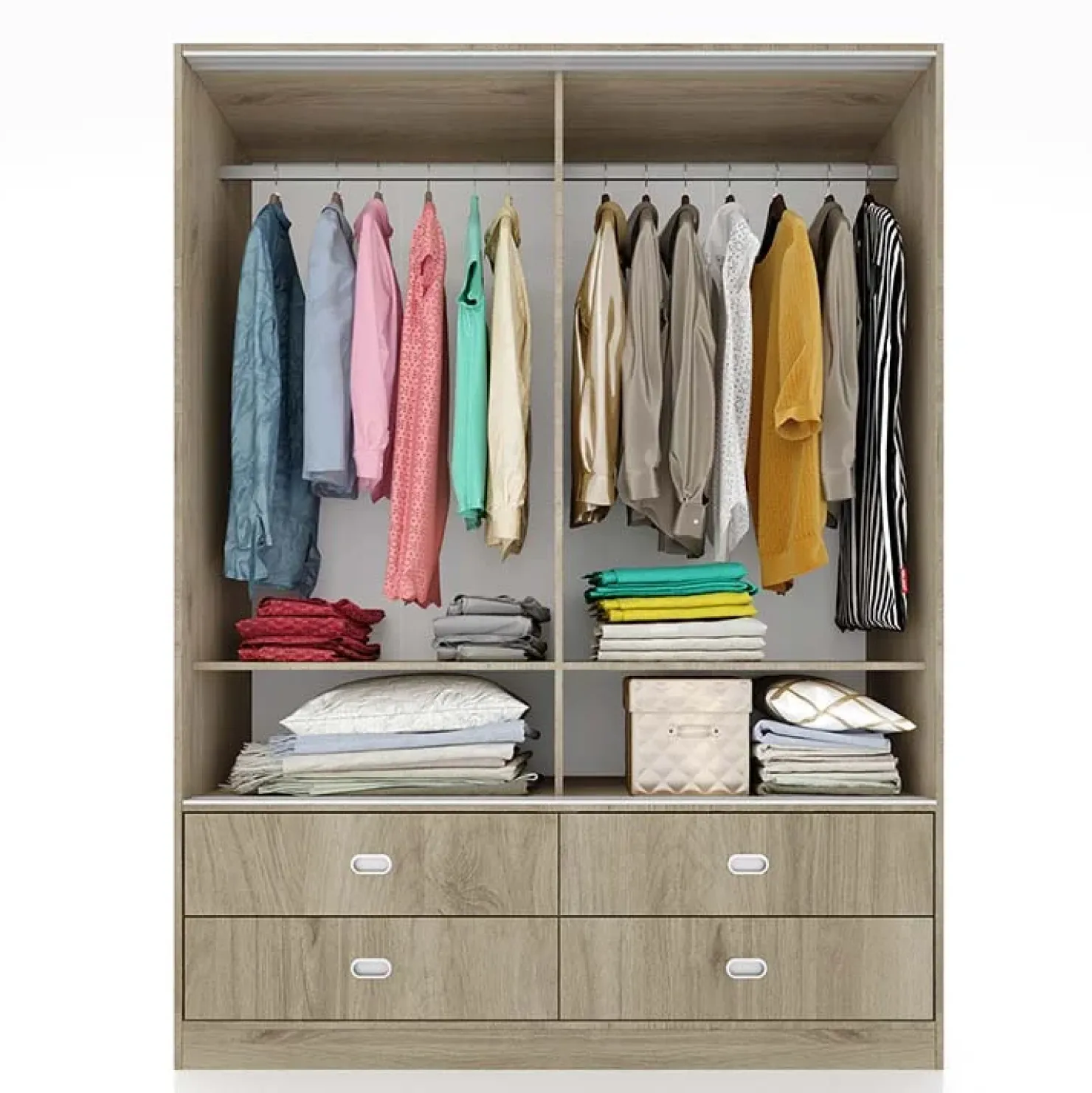 Garnero Arredamenti Armadio 150x201h cm 2 ante scorrevoli 4 cassetti rovere sonoma Danubio Sale