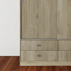 Garnero Arredamenti Armadio 150x201h cm 2 ante scorrevoli 4 cassetti rovere sonoma Danubio Sale