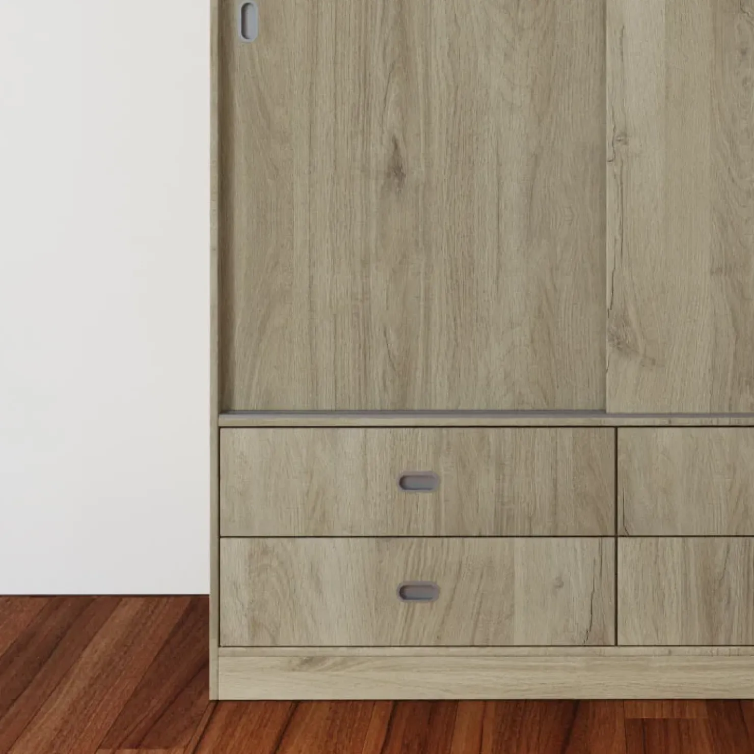 Garnero Arredamenti Armadio 150x201h cm 2 ante scorrevoli 4 cassetti rovere sonoma Danubio Sale