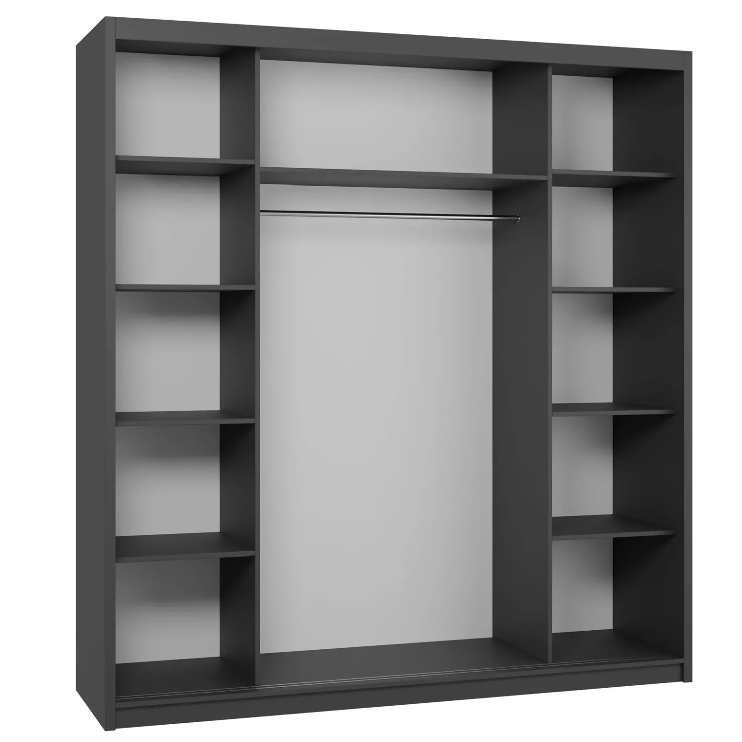 Garnero Arredamenti Armadio 200x215h cm 2 ante scorrevoli con specchio nero bianco opaco Silven Nero Opaco - Bianco opaco New