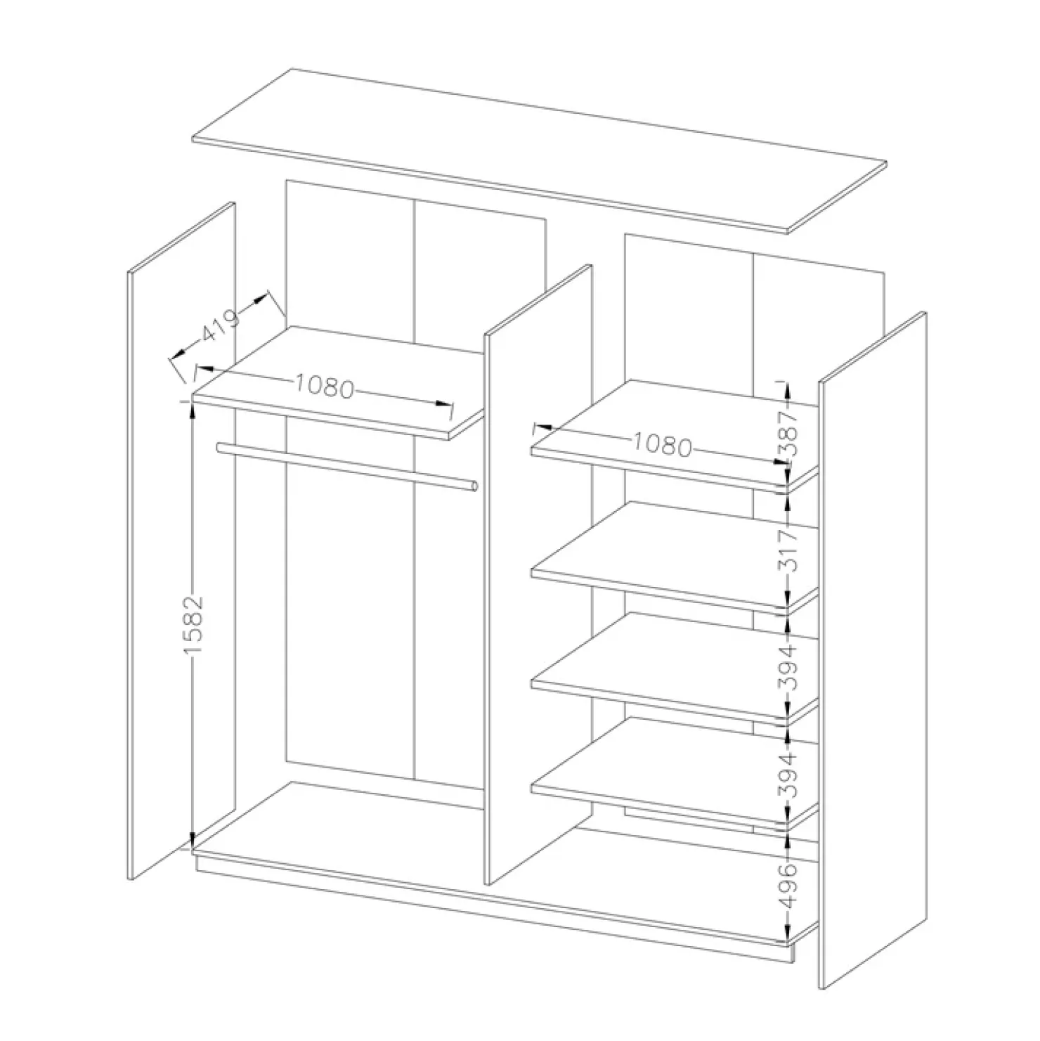 Garnero Arredamenti Armadio 220x210h cm 2 ante scorrevoli Cortina Gihome® Bianco Frassinato Sale