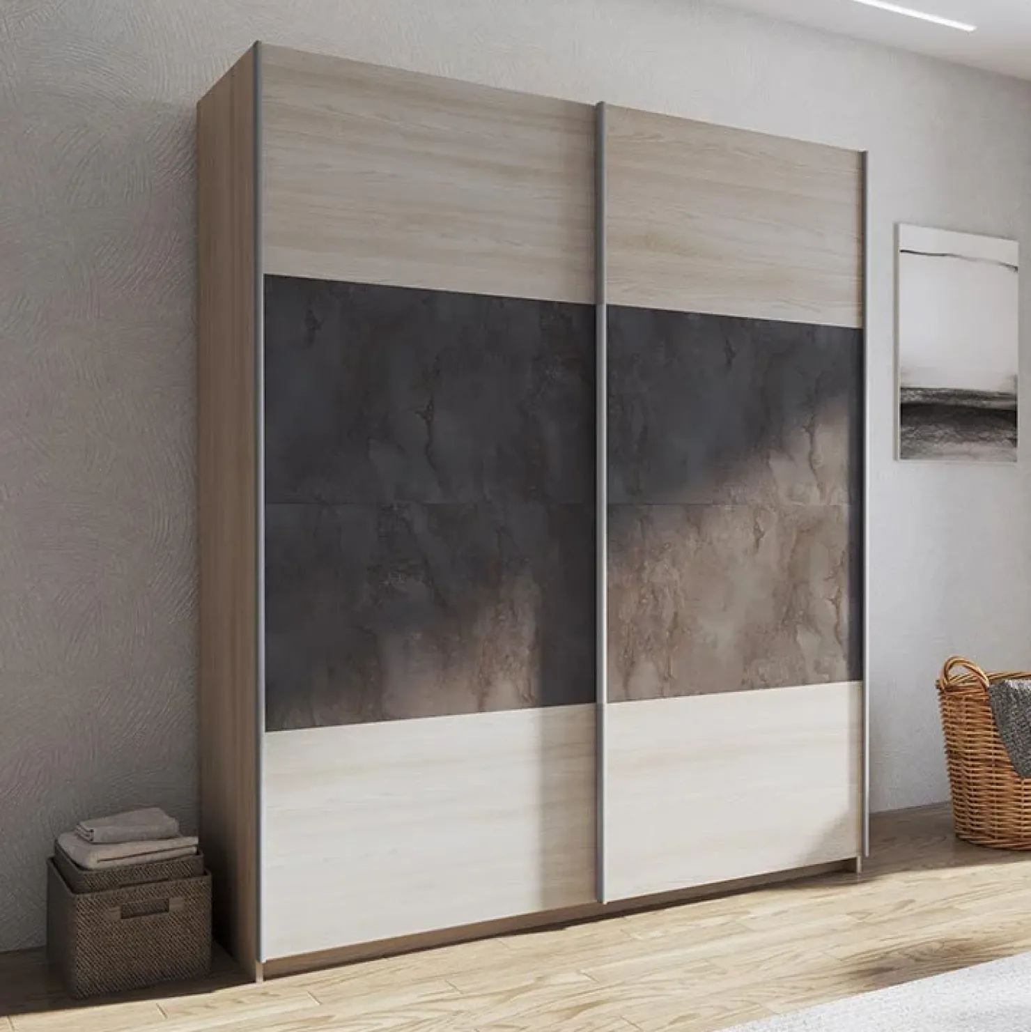 Garnero Arredamenti Armadio 180x219h cm 2 ante scorrevoli rovere chiaro ossido Mosca Rovere - Ossido Online