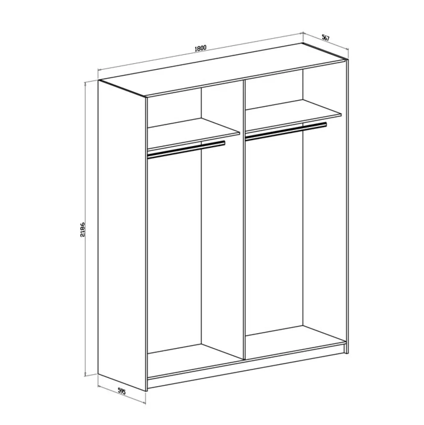 Garnero Arredamenti Armadio 180x219h cm 2 ante scorrevoli rovere chiaro ossido Mosca Rovere - Ossido Online