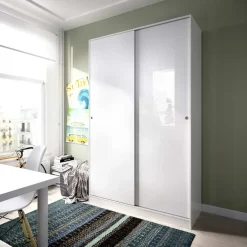 Garnero Arredamenti Armadio 120x204h cm 2 ante scorrevoli Royal Bianco Lucido New