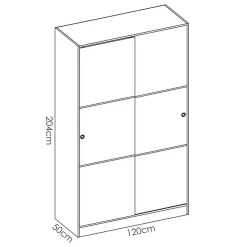 Garnero Arredamenti Armadio 120x204h cm 2 ante scorrevoli Royal Bianco Lucido New