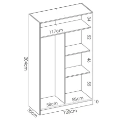 Garnero Arredamenti Armadio 120x204h cm 2 ante scorrevoli Royal Bianco Lucido New