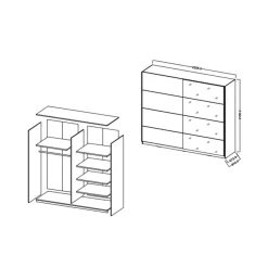 Garnero Arredamenti Armadio 221x210h cm 2 ante scorrevoli rovere bianco Copenhagen Sale