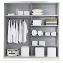 Garnero Arredamenti Armadio 200x210h cm 2 ante scorrevoli con specchio bianco opaco Pascal Gihome® Clearance