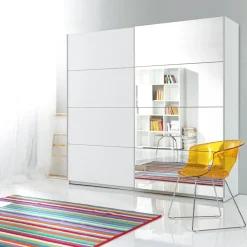Garnero Arredamenti Armadio 200x210h cm 2 ante scorrevoli con specchio bianco opaco Pascal Gihome® Clearance