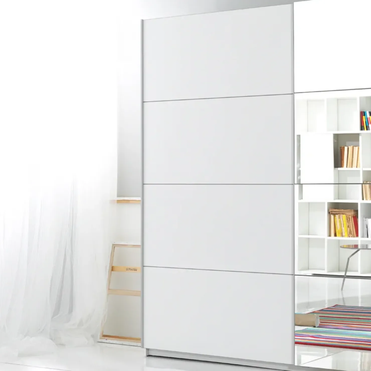 Garnero Arredamenti Armadio 200x210h cm 2 ante scorrevoli con specchio bianco opaco Pascal Gihome® Clearance