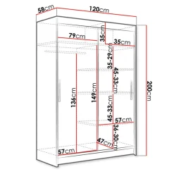 Garnero Arredamenti Armadio 120x200h cm 2 ante scorrevoli moderno nero Tancredi