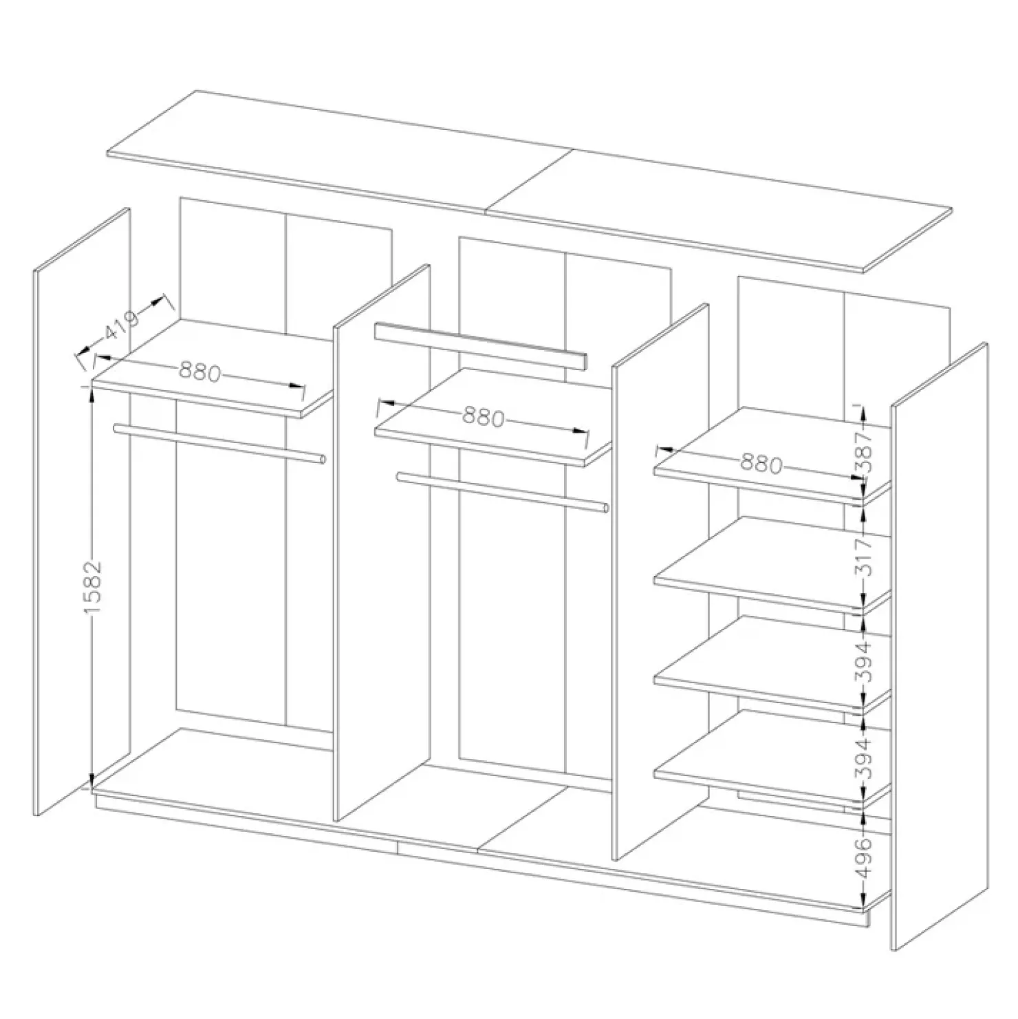 Garnero Arredamenti Armadio 270x210h cm 2 ante scorrevoli con specchio rovere scuro Brock Gihome®