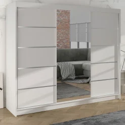 Garnero Arredamenti Armadio 200x215h cm 2 ante scorrevoli con specchio Silven Bianco Opaco