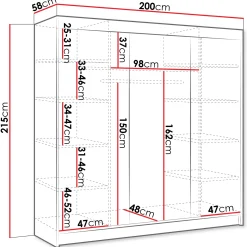 Garnero Arredamenti Armadio 200x215h cm 2 ante scorrevoli con specchio Silven Bianco Opaco