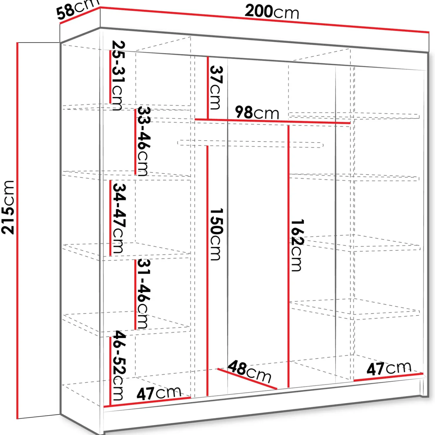 Garnero Arredamenti Armadio 200x215h cm 2 ante scorrevoli con specchio Silven Bianco Opaco