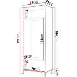 Garnero Arredamenti Armadio 74x196h cm 2 ante soggiorno moderno bianco oro Nuvia Bianco Opaco - Oro New