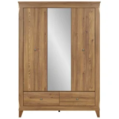 Garnero Arredamenti Armadio 144x202h cm 3 ante specchio rovere scuro Lucca Clearance