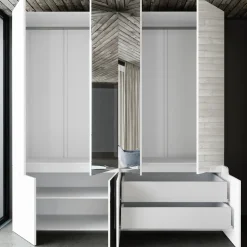 Garnero Arredamenti Armadio 200x209h cm 4 ante specchio bianco lucido Twilight New