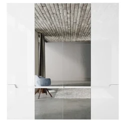 Garnero Arredamenti Armadio 200x209h cm 4 ante specchio bianco lucido Twilight New