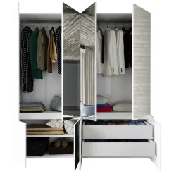 Garnero Arredamenti Armadio 200x209h cm 4 ante specchio bianco lucido Twilight New