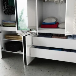 Garnero Arredamenti Armadio 200x209h cm 4 ante specchio bianco lucido Twilight New