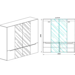 Garnero Arredamenti Armadio 200x209h cm 4 ante specchio bianco lucido Twilight New