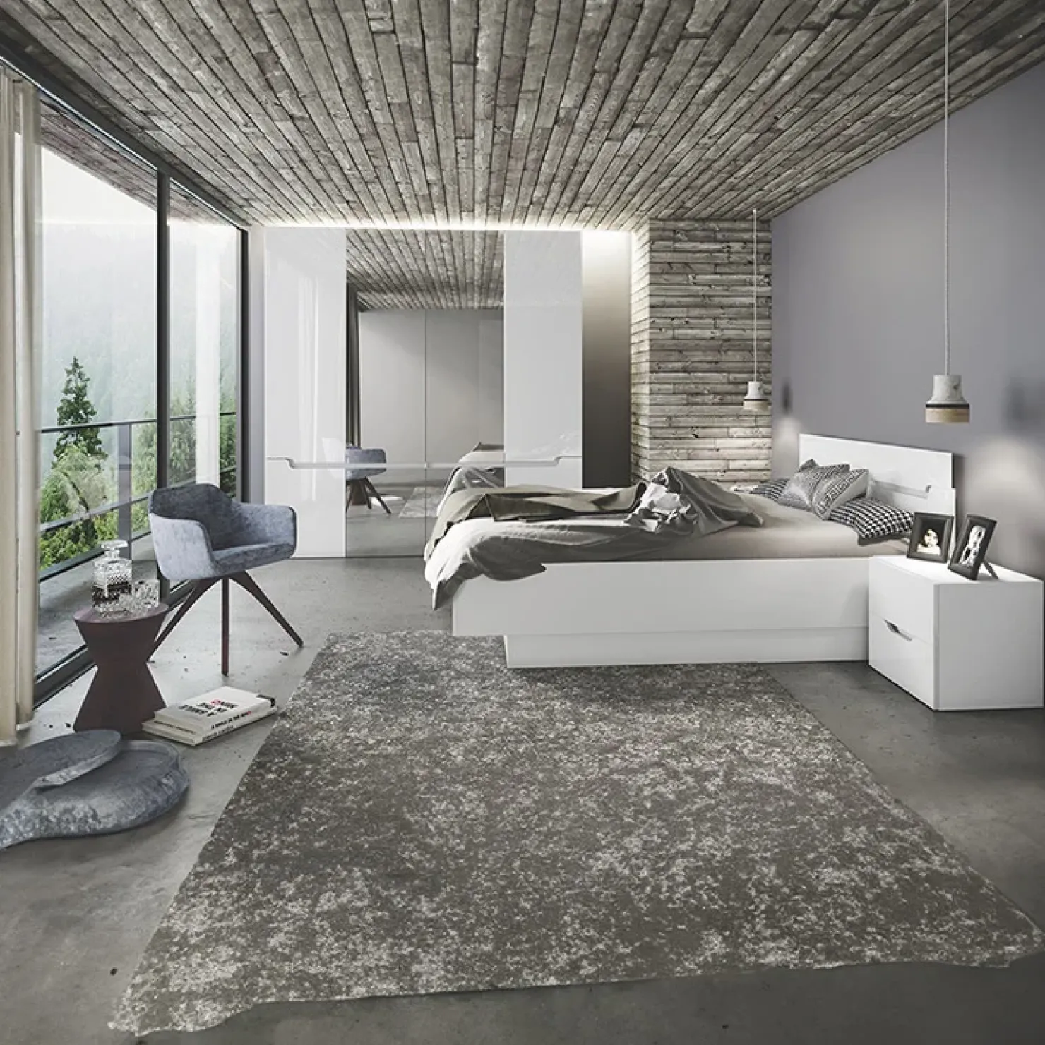 Garnero Arredamenti Armadio 200x209h cm 4 ante specchio bianco lucido Twilight New