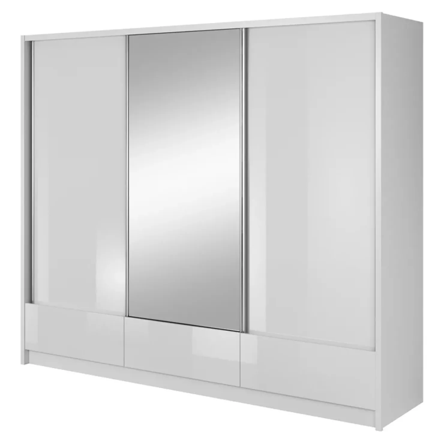 Garnero Arredamenti Armadio 254x214h cm 3 cassetti 3 ante con specchio bianco lucido Tom Gihome® Discount