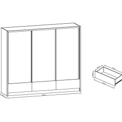 Garnero Arredamenti Armadio 254x214h cm 3 cassetti 3 ante con specchio bianco lucido Tom Gihome® Discount