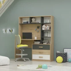 Garnero Arredamenti Armadio 210x190h cm con scrivania rovere antracite bianco Chiaretto Sale