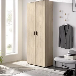 Garnero Arredamenti Armadio 78x190h cm due ante con ripiani multiuso vano porta scope legno Ander Discount