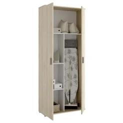 Garnero Arredamenti Armadio 78x190h cm due ante con ripiani multiuso vano porta scope legno Ander Discount