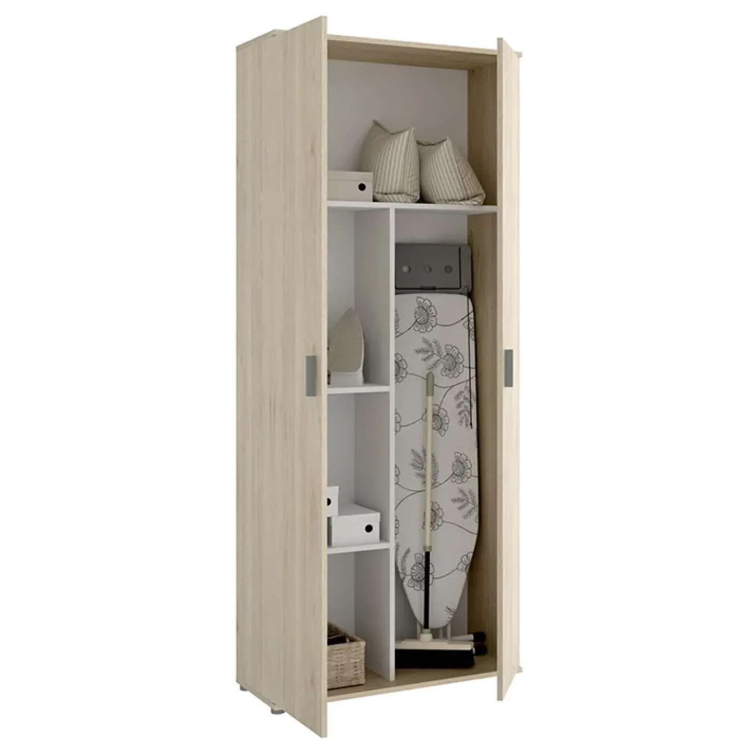 Garnero Arredamenti Armadio 78x190h cm due ante con ripiani multiuso vano porta scope legno Ander Discount