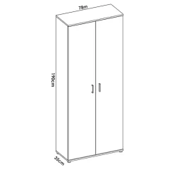 Garnero Arredamenti Armadio 78x190h cm due ante con ripiani multiuso vano porta scope legno Ander Discount